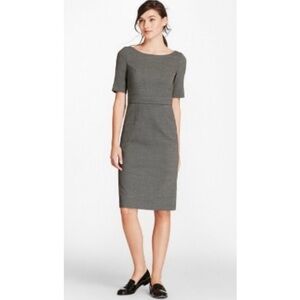 Brooks Brothers Loro Piana stretch wool fine grey and white patterned Dress